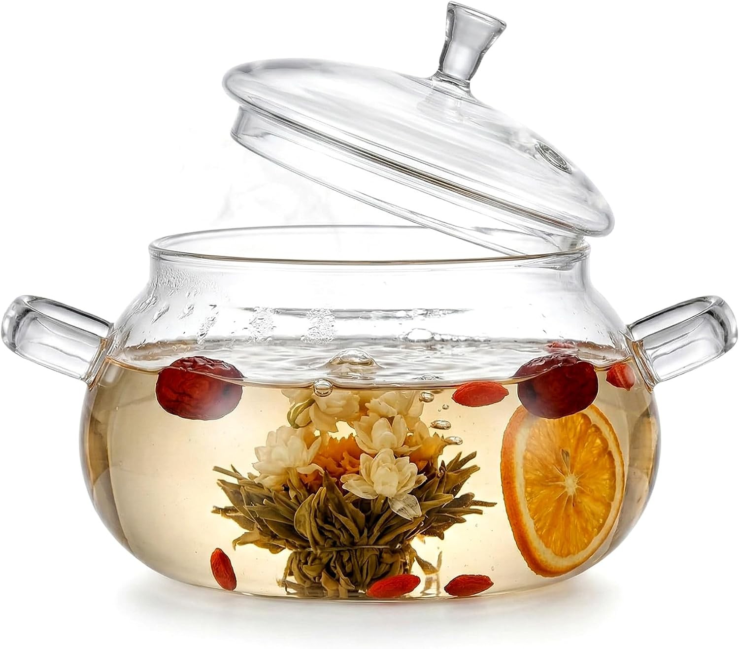 Glass Pots for Cooking on Stove,2.5L/83oz Borosilicate Glass Simmer Pot