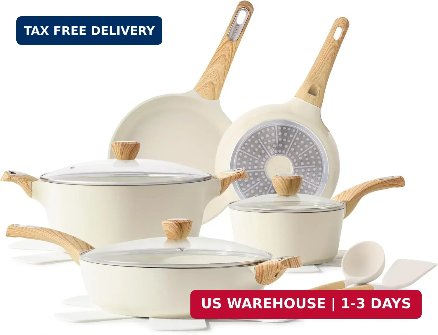 SENSARTE Ceramic Cookware Sets, Pots and Pans Set Non stick, 14 Piece Induction