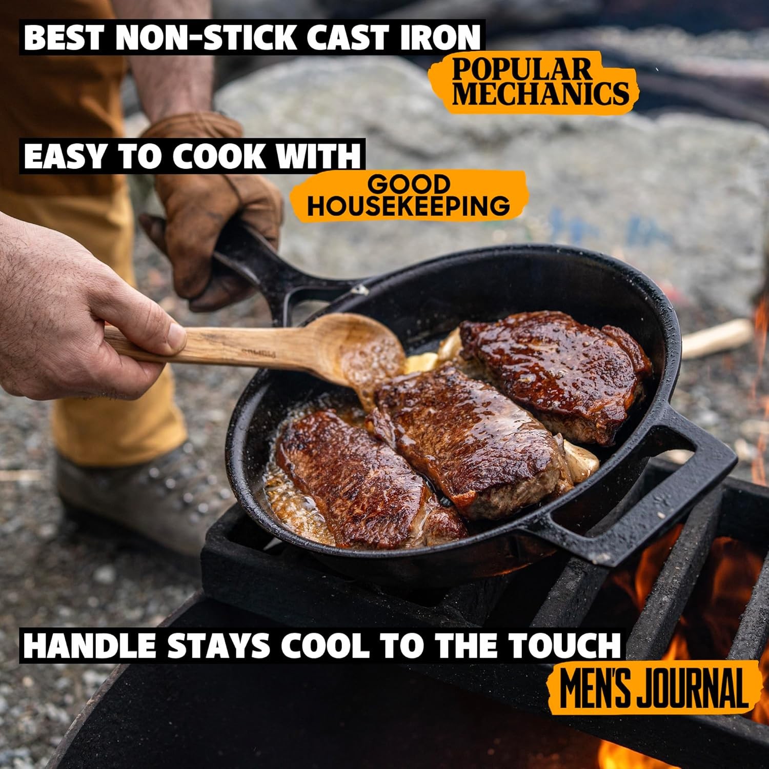 13.5-Inch Cast Iron Skillet | Made in , Seasoned, Premium Frying Pan for
