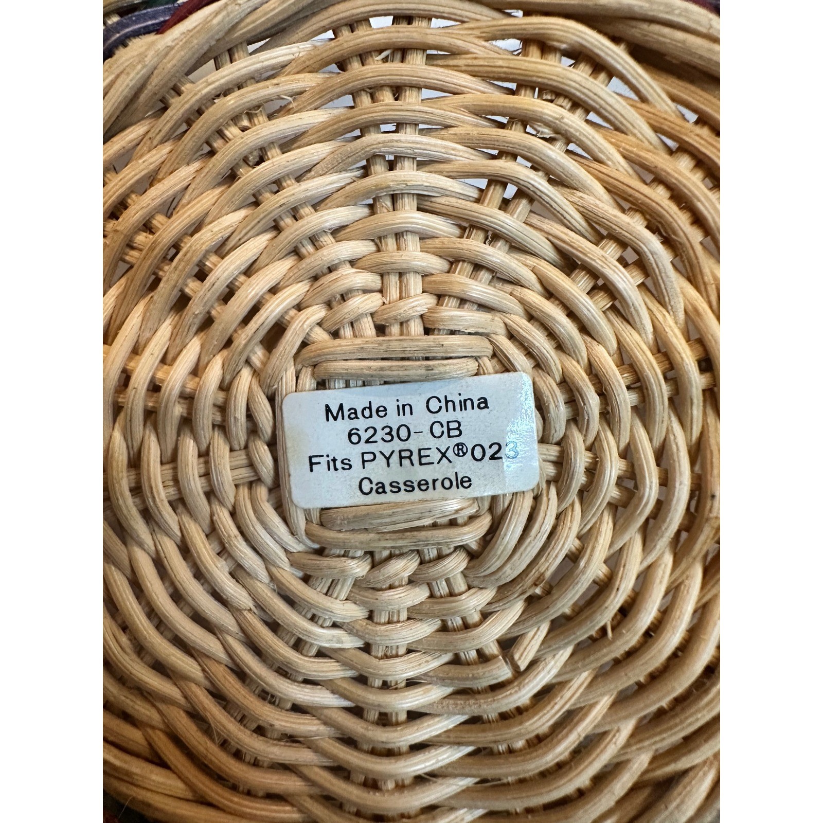 Wicker Casserole Basket Fits Pyrex 023 Multicolor 9 Inch Round Boho Cottage Farm