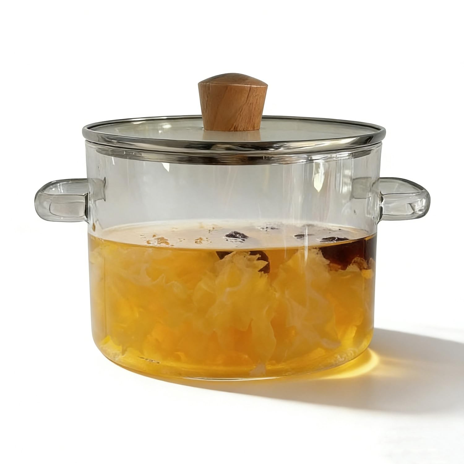 Pink Glass Saucepan, 2000ML/67OZ Glass Stockpot, Heart Shaped Clear Glass Sto…