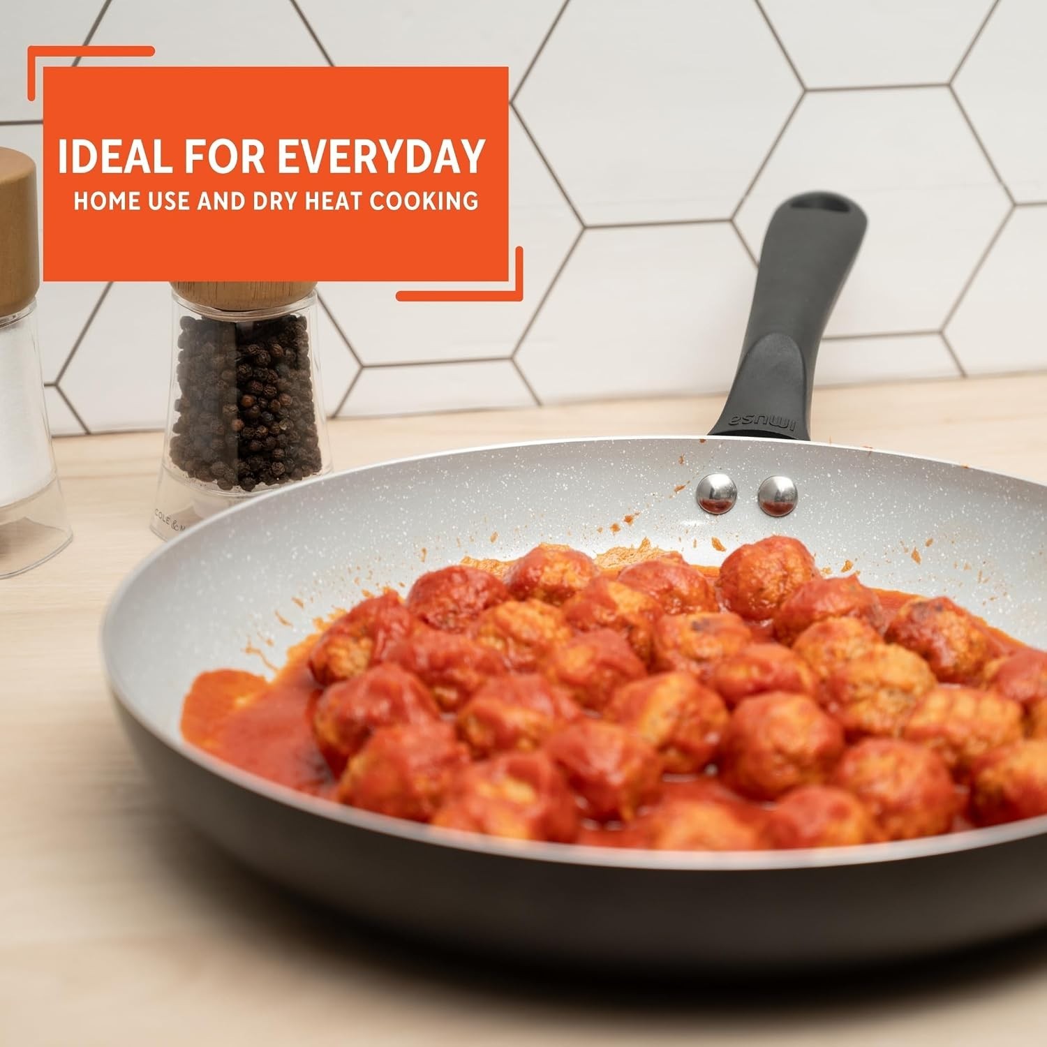 12″ Premier Ceramic Nonstick Fry Pan with Cool Touch Handle, Matte Black