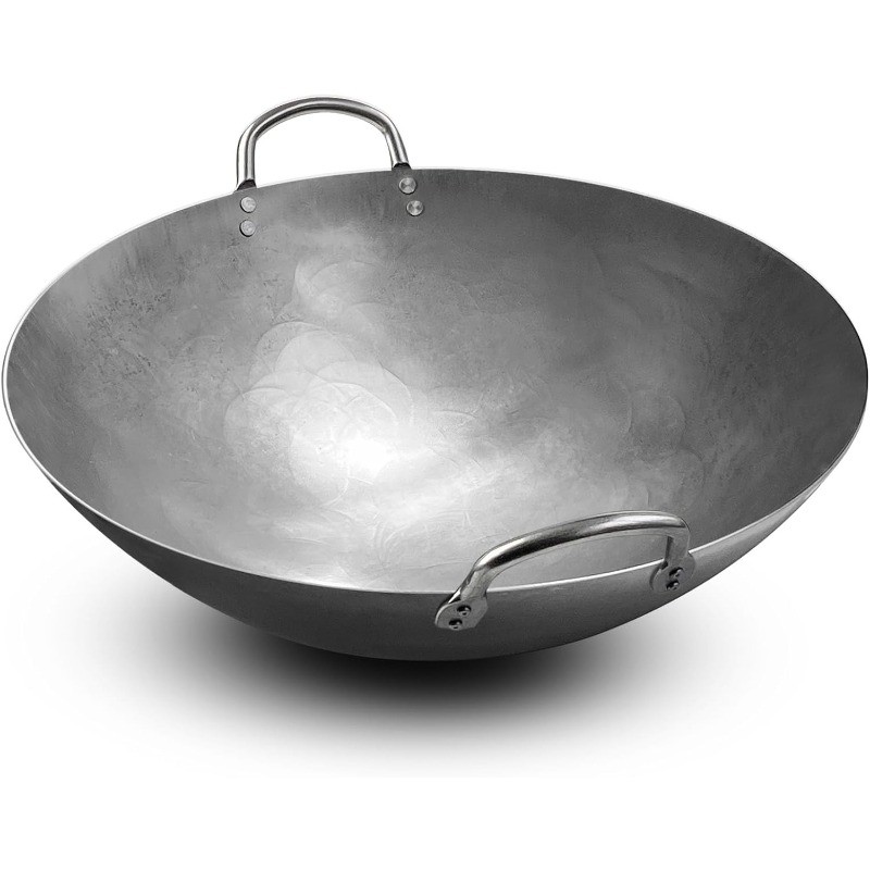 Kitchen Supply Heavy Duty Hong Kong Style Carbon Steel Wok (Round Bottom) 15″