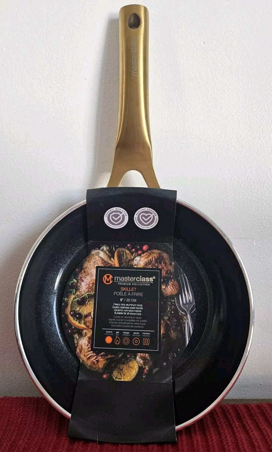 NWT! Masterclass Gold Handle Black Sparkled Inside SKILLET 8″ Cookware Non Stick