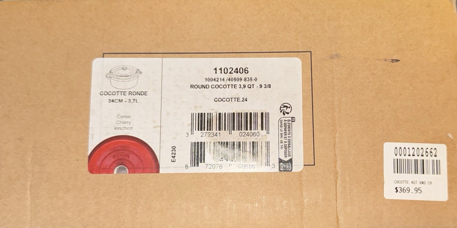 Staub Round Cocotte Dutch Oven 4qt Cherry Enamel Cast Iron w/ Lid – BRAND NEW
