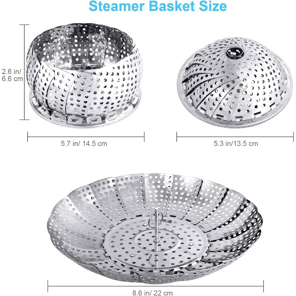Folding Steamer Basket Stainless Steel Expandable Vegetable Steamer Insert for
