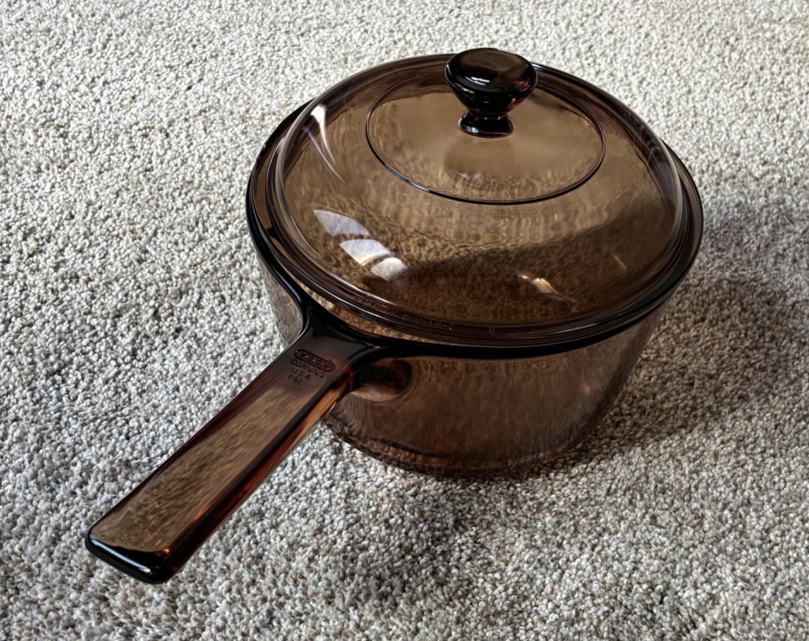 Corning Pyrex Visions Amber 1 1/2 Quart 1.5 Covered Saucepan pan & Lid V-1.5-C