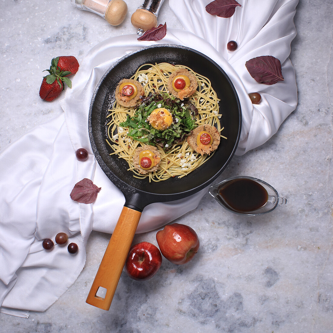Wonderchef Die Cast Stir Fry Wok Skillet with Handle, 18cm, 20cm, 24cm, 26cm