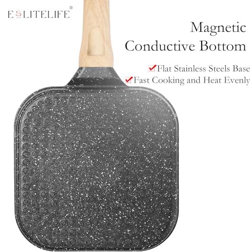 Nonstick Grill Pan for Stove Tops 7 Inch Granite Coating Square Grill