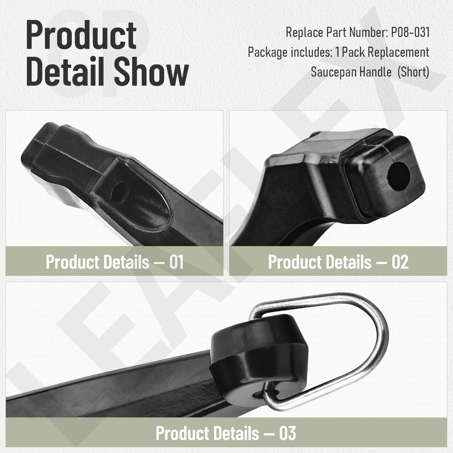 P08-031 Replacement Saucepan Handle (Short) for Farber-Ware Sauce Pan, Includes