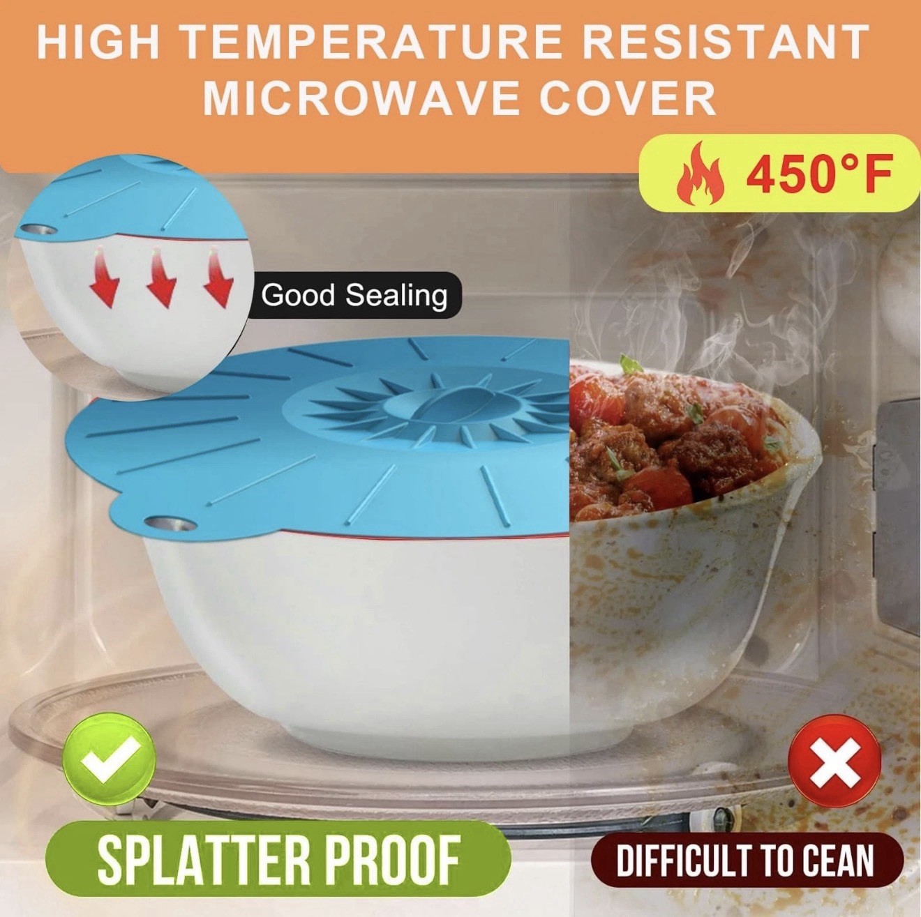 7 Pack Reusable Silicone Food Bowls Lids Microwave Splatter Covers for Plates