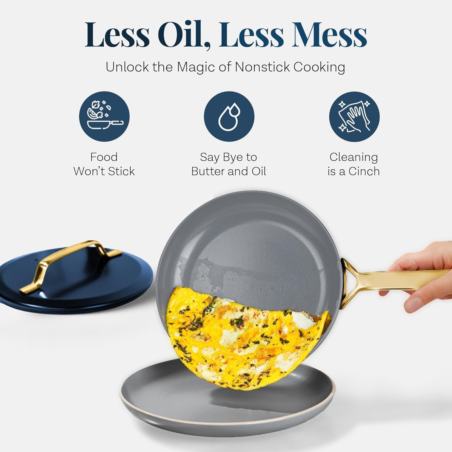 Gotham Steel Modern 11 Pc Ceramic Cookware Set, Elegantly Designed Pots and Pans