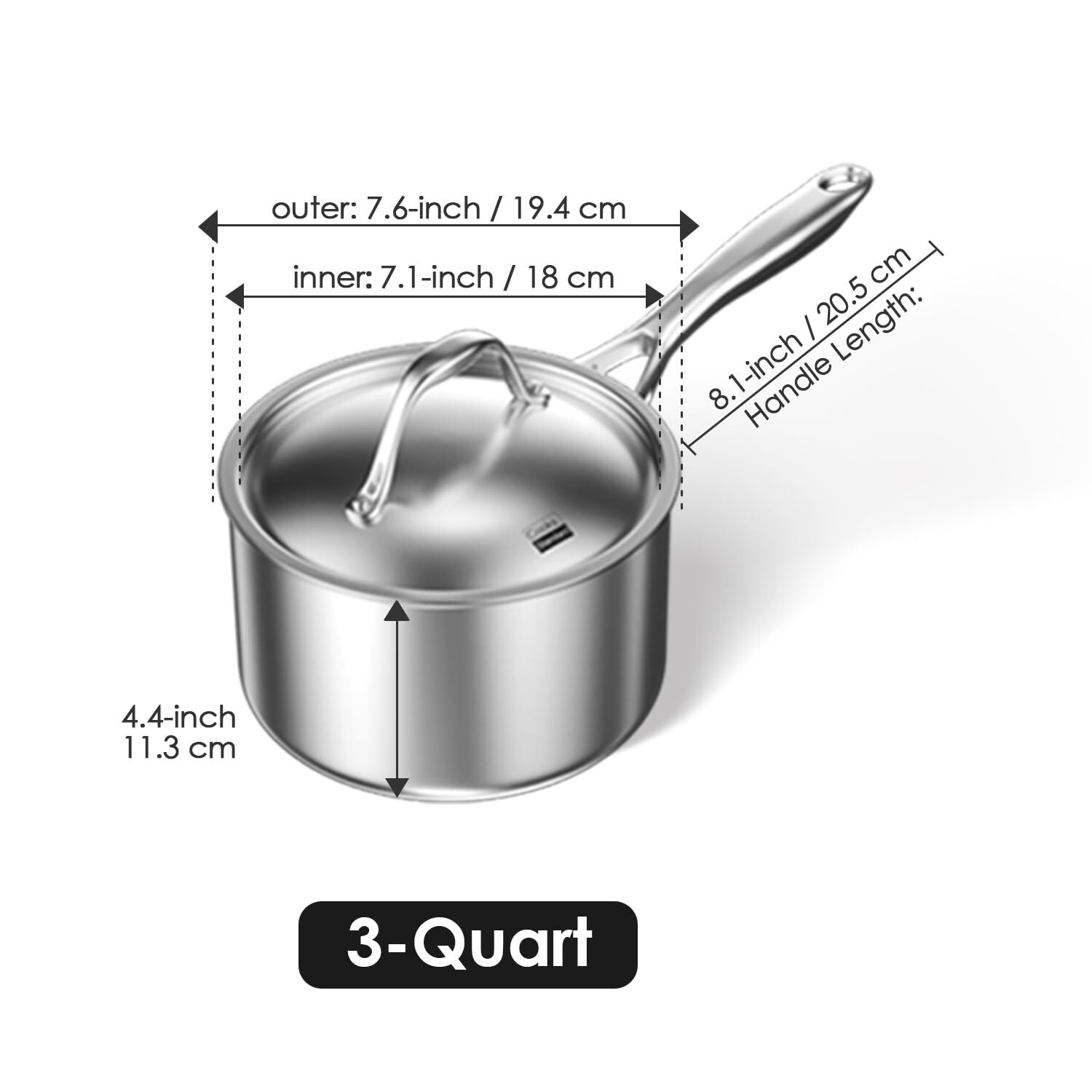 Multiply Clad Saucepan 3 Quarts Silver