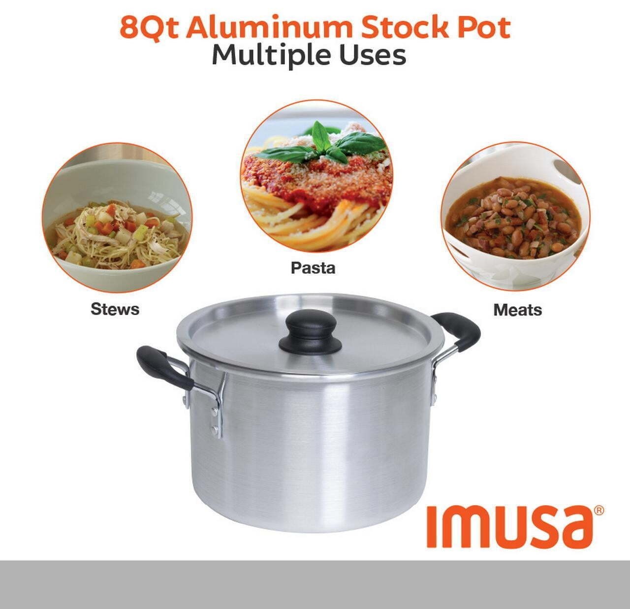 8Qt Aluminum Stock Pot with Lid Double Sided Stay-Cool Handles Lightweight New