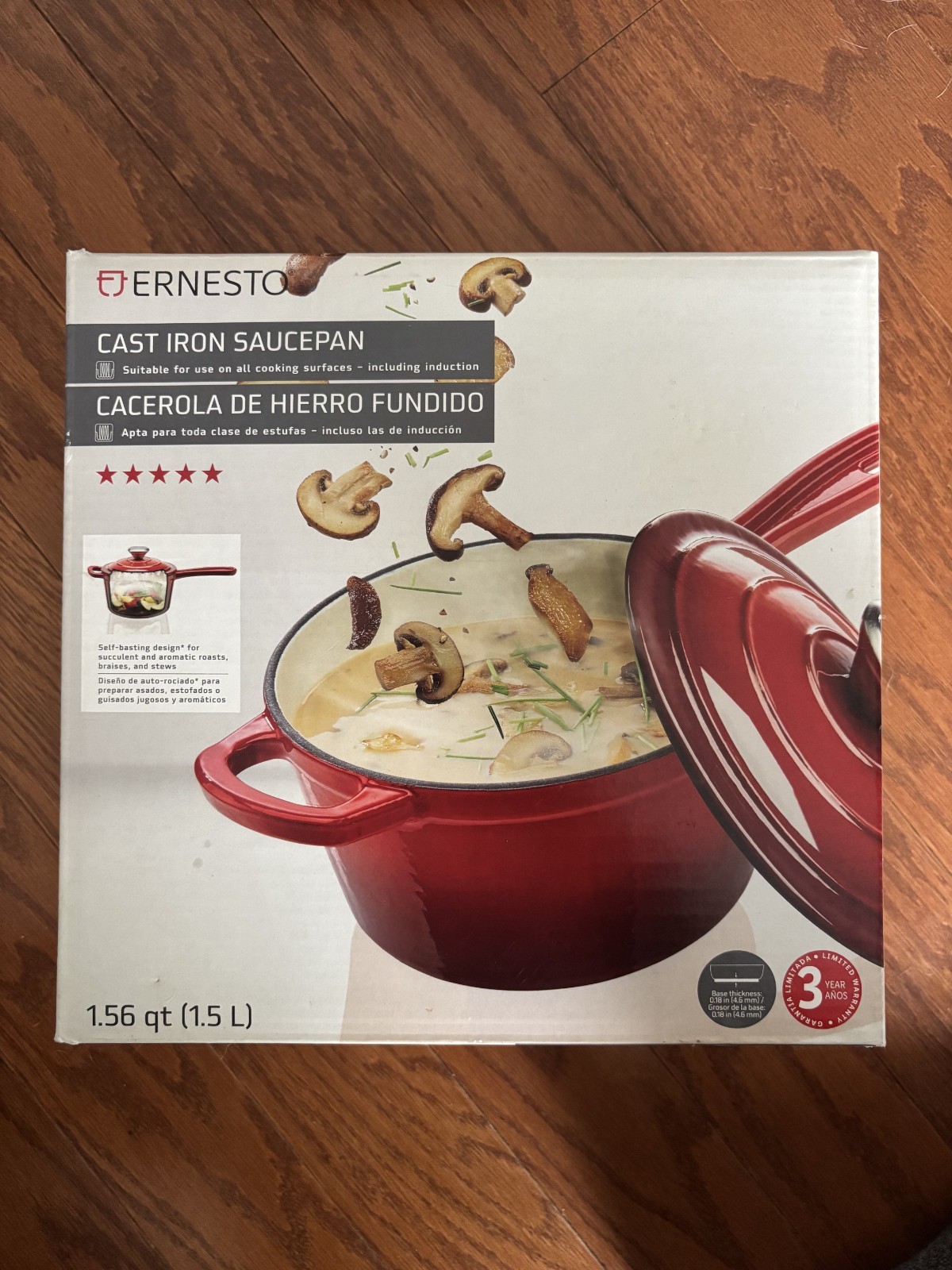 Ernesto Cast Iron Saucepan – 1.56 qt – 1.5 L – NEW NEVER OPENED