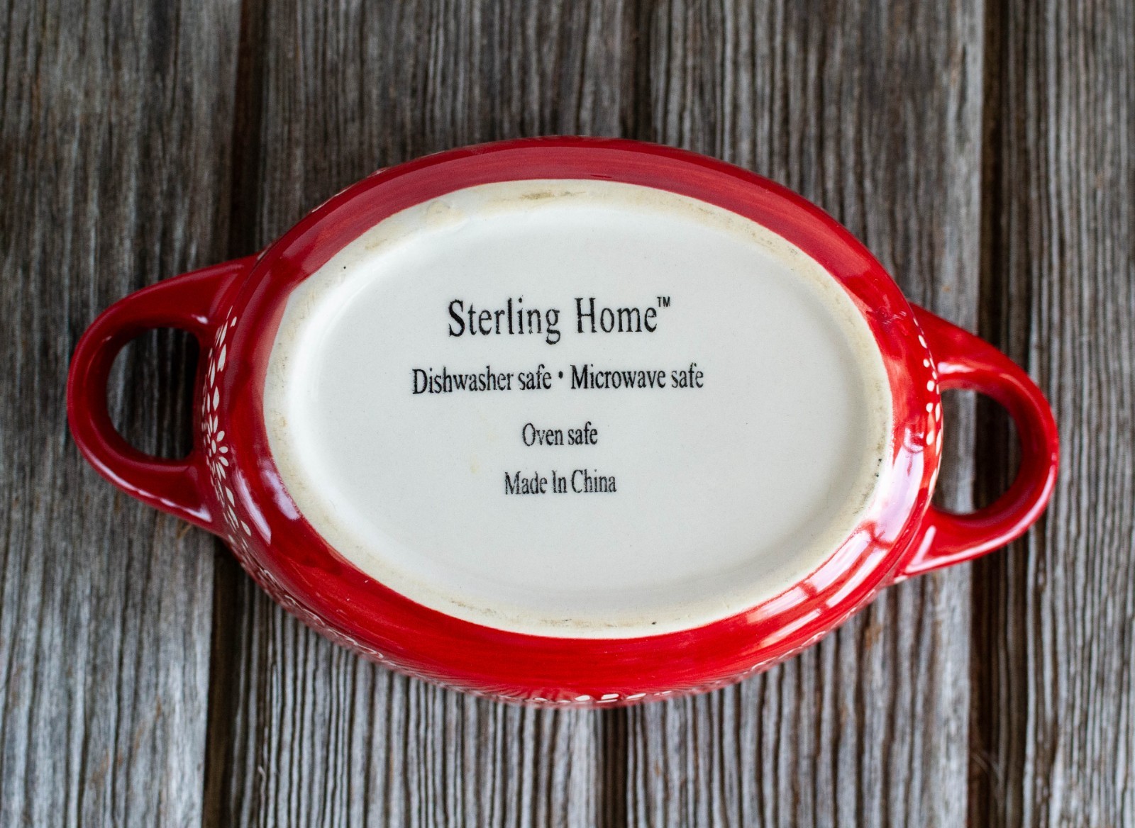Sterling Home Red & White Oval Mini Ceramic Casserole Dish with Lid Unused