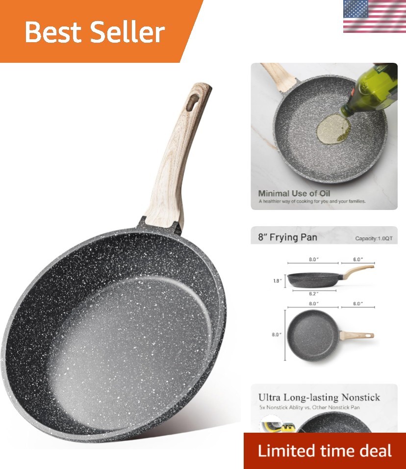 Granite Non-Stick Chef’s Pan – Safe, Eco-Friendly 8-Inch Cookware for All Stoves