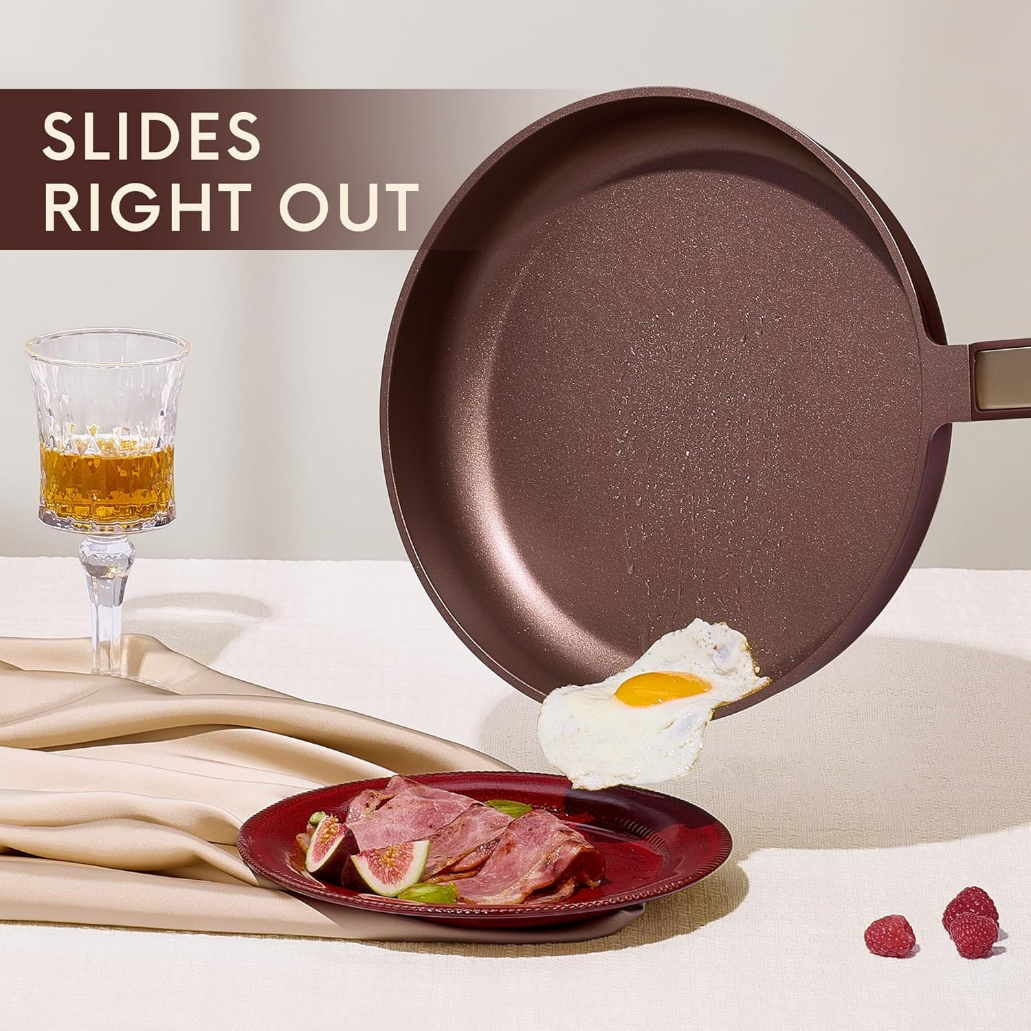 14-Piece Nonstick Cookware Set – PFOA-Free, Wine Red, Dishwasher Safe