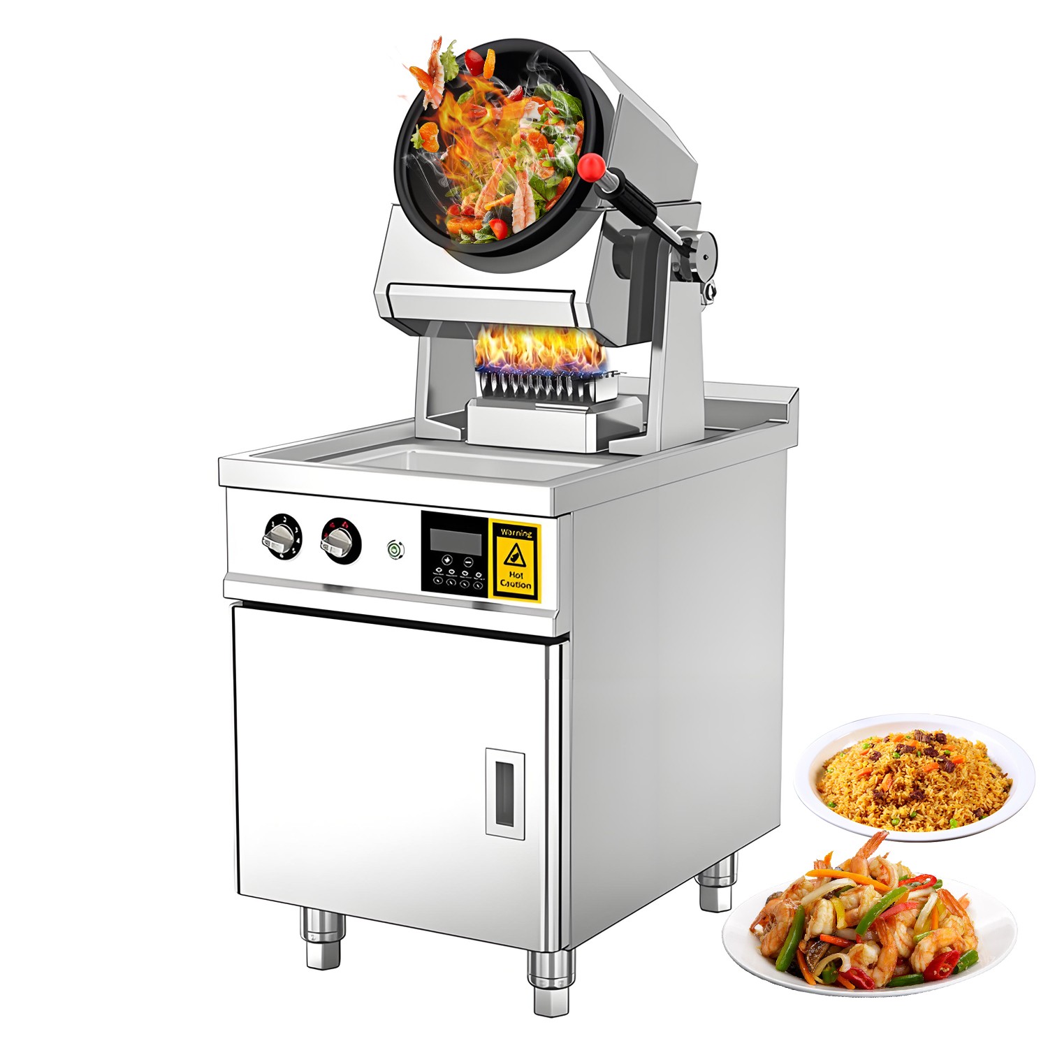 Automatic Commercialdrum Stir Fry Machine Countertop Cooker 110V & Water Spray