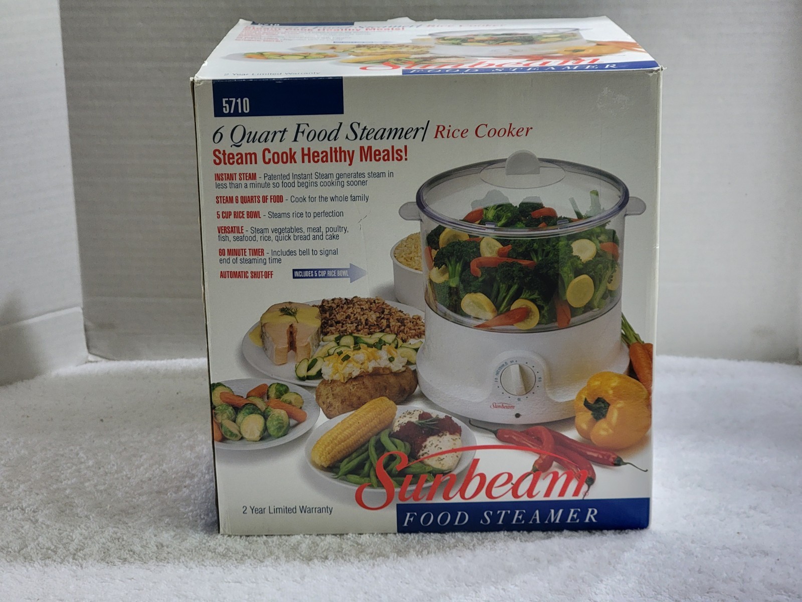 NEW Sunbeam 6 Quart Automatic Food Vegetable Steamer & Rice Cooker Model 5710