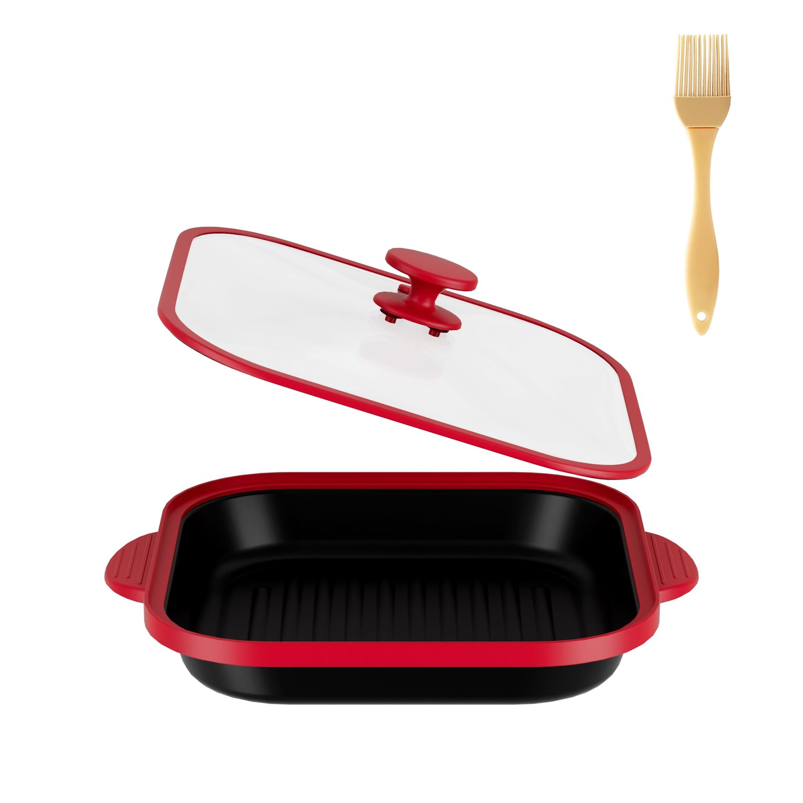 Microwave Grill Pan with Cover – Bacon Cooker, Crisper & Grilled Cheese Maker, M