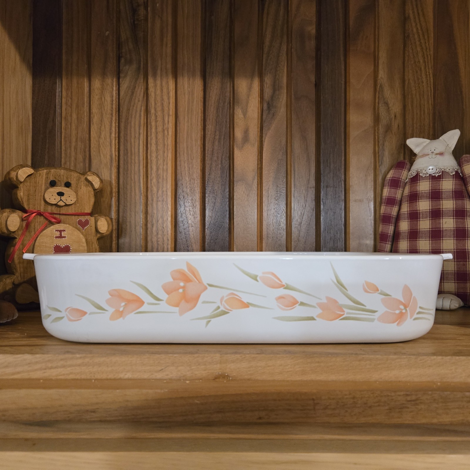 Ceramic Rectangular Casserole Baking Dish w/ Handles Floral 12×9 1.9 Qt