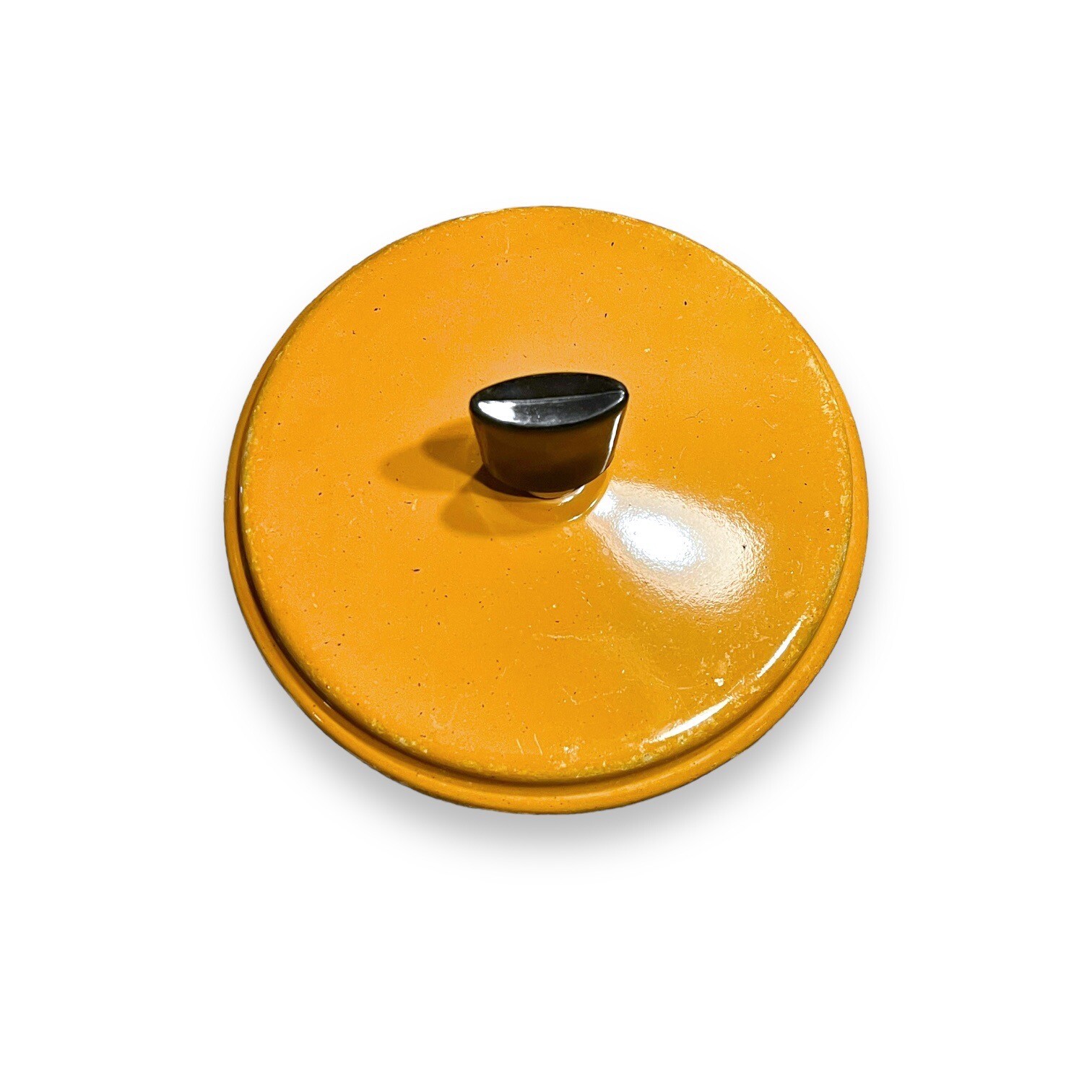 Ekco Eterna Mustard Brown Pan with Lid 7in Diameter Enamel Retro 70’s Vintage