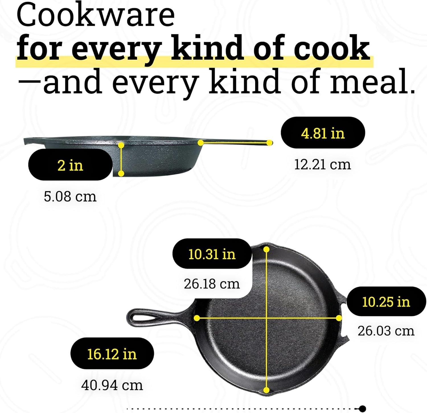 10.25in Cast Iron Skillet Pre-Seasoned Oven Safe Frying Pan