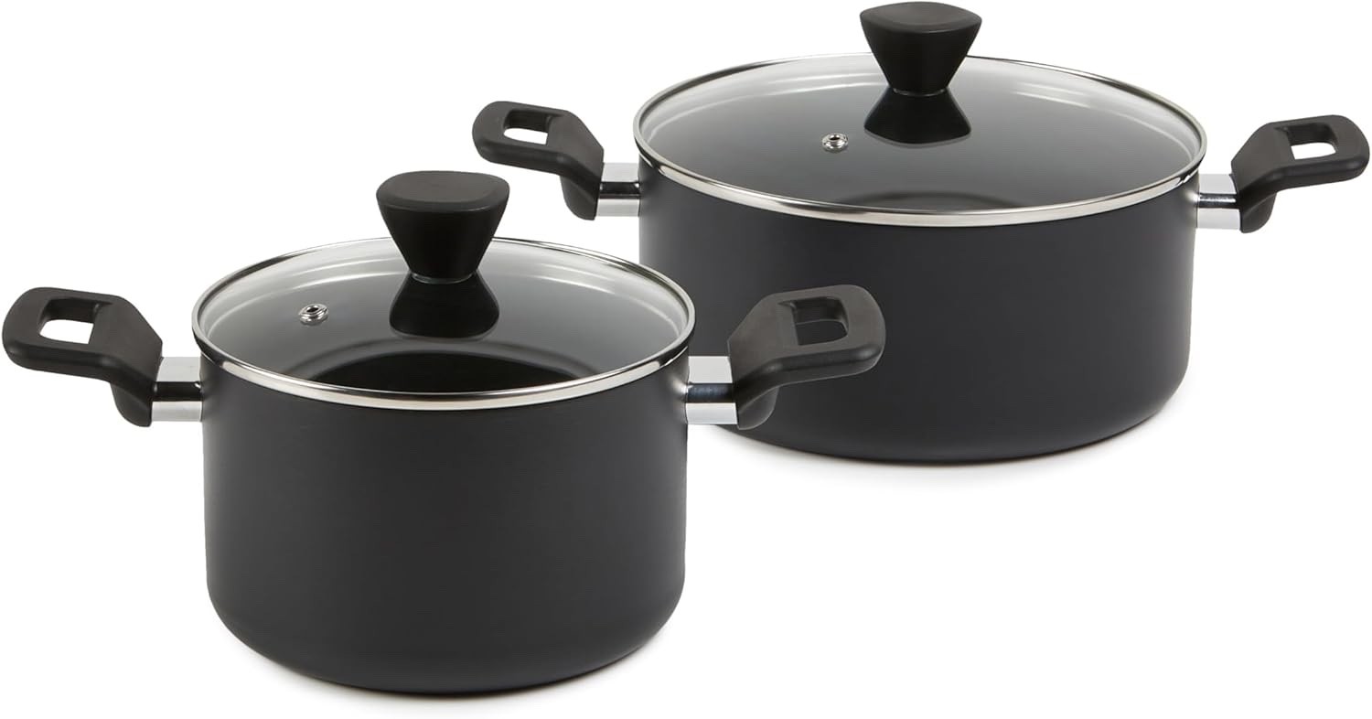 Amazon Basics 10 Piece Non Stick Cookware Set Pots And Pans Black NEW SEALED