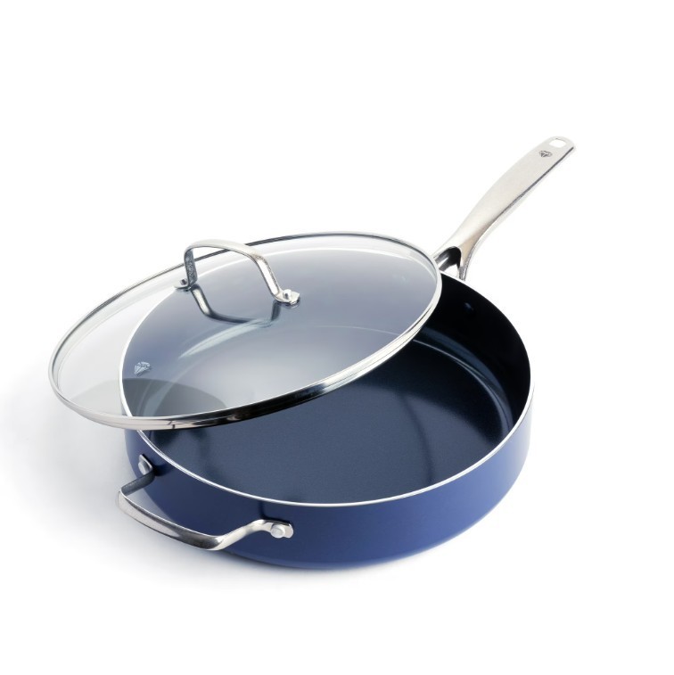 Blue Diamond 5QT Ceramic Nonstick Jumbo Sauté Pan with Lid – Toxin-Free NEW