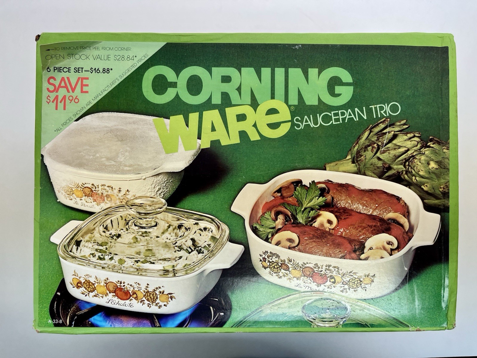 Corning Ware A-33-8 Spice of Life 6 Piece Saucepan Trio Vintage New Sealed Box
