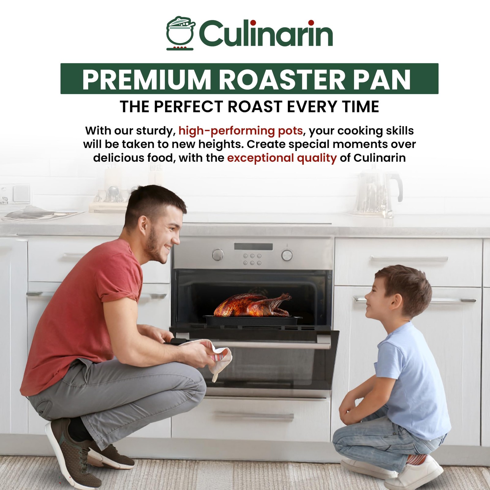 Roasting Pan With Rack 11 x 15 – Non Stick Large Roaster Pan and Flat Rack with
