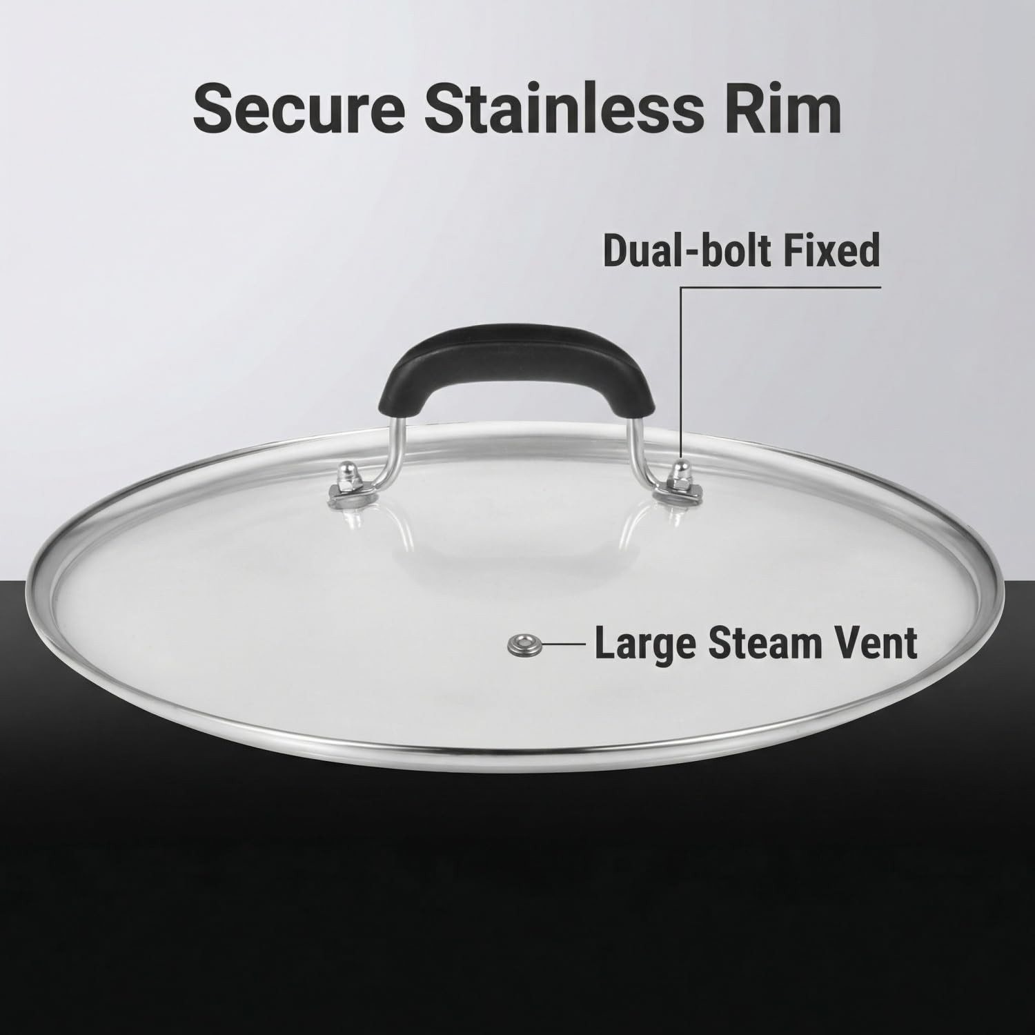 Glass Lid for Pots and Pans, 121/2 Inch 113/4 Inch Inner Diameter Tempered Gl…