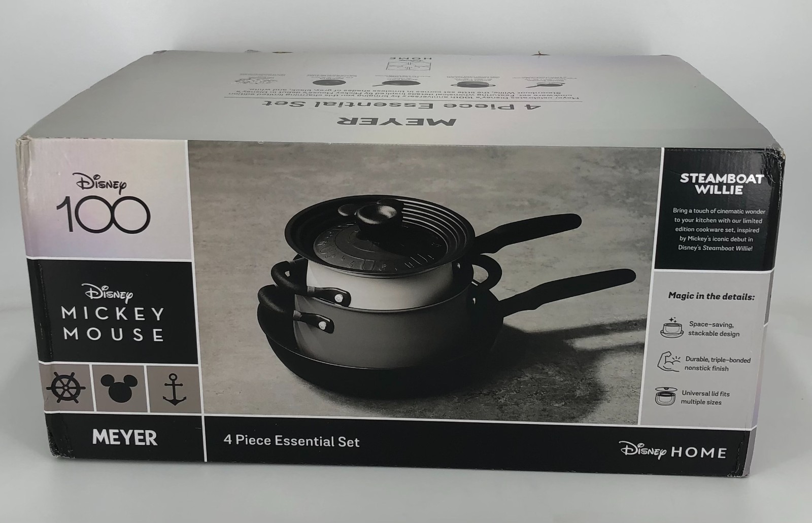 Disney 100 Meyer 4-Piece Limited Edition Nonstick Cookware Set Steamboat Willie