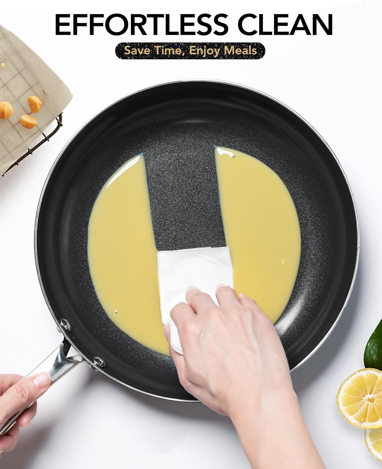 Ceramic Frying Pan – 10 Inch Frying Pan Nonstick with Lid, Non-Toxic Skillet