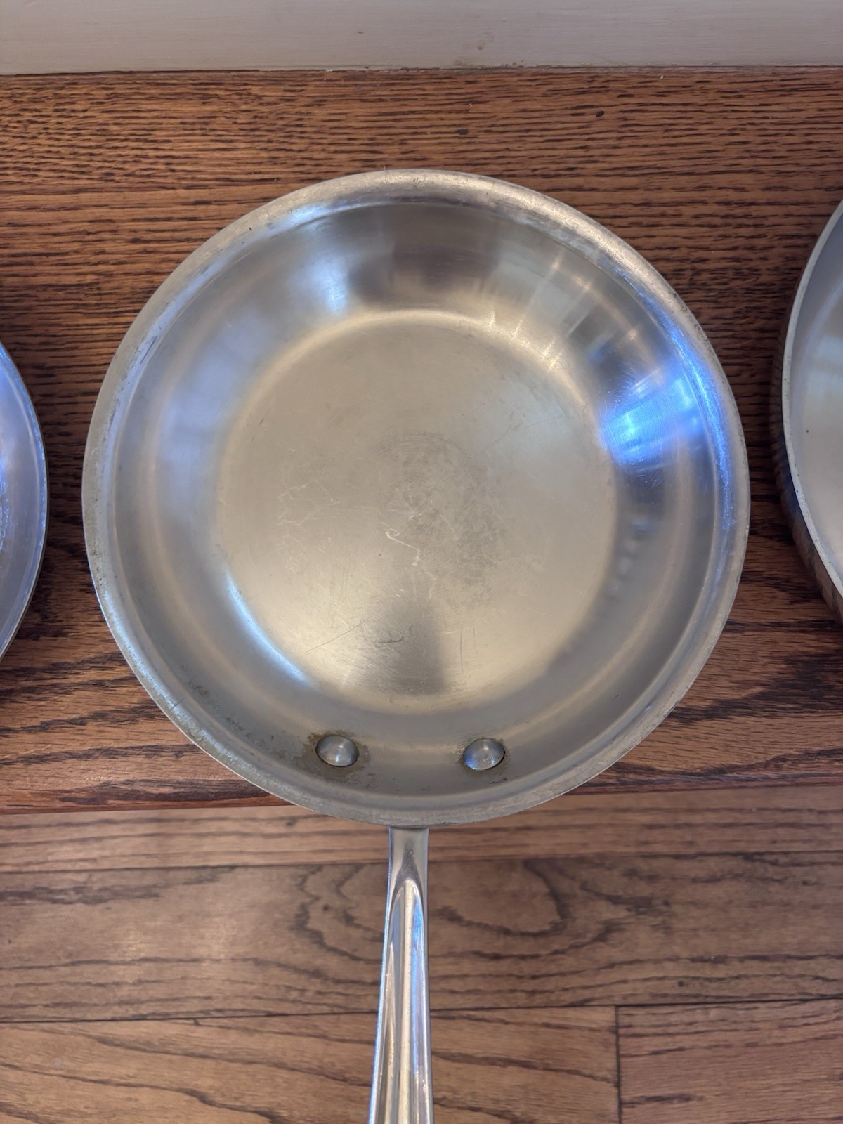 Lot 3 All Clad Stainless Steel 7”, 8” , & 9” Sauté Frying Pan Skillet