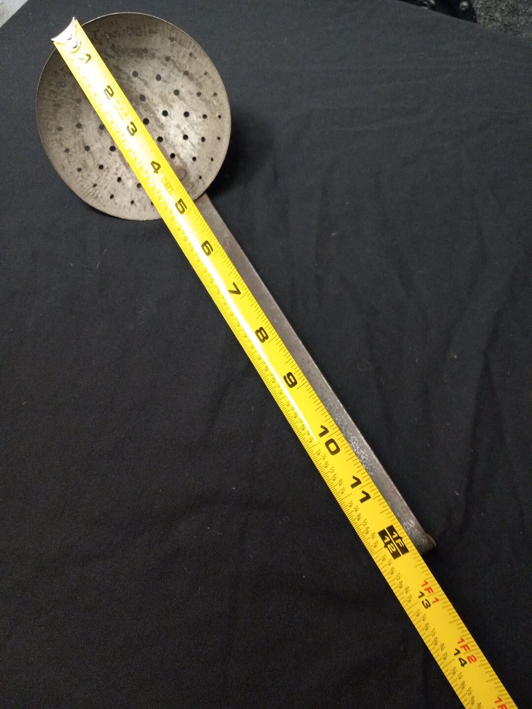 Vtg Gray Enamel GraniteWare Strainer Ladle Sieve See Pics /124j