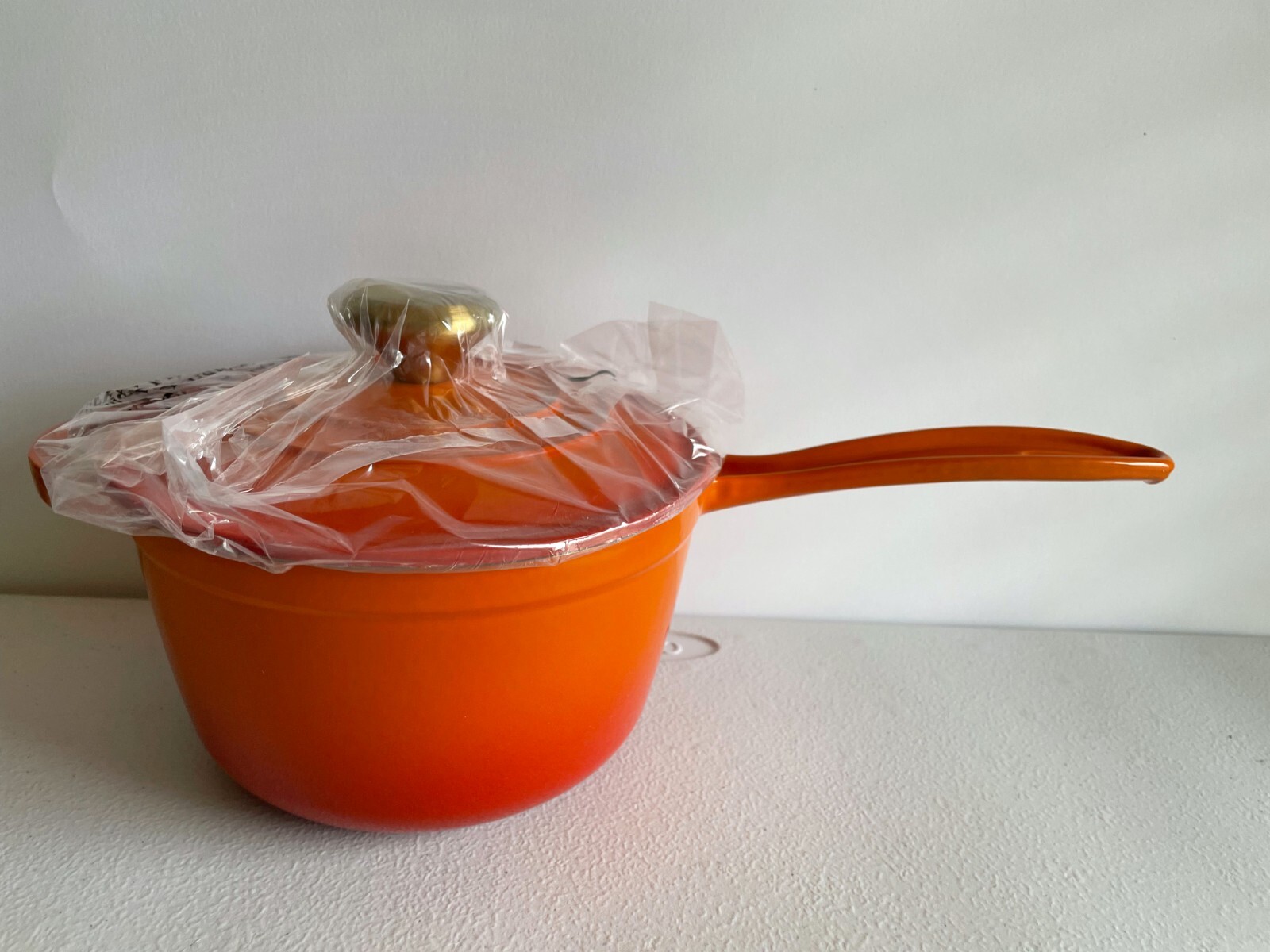 Darius Cooks TV 9″ Inch Enameled Cast Iron Sauce Pot TANGERINE 1.75 Qt Orange