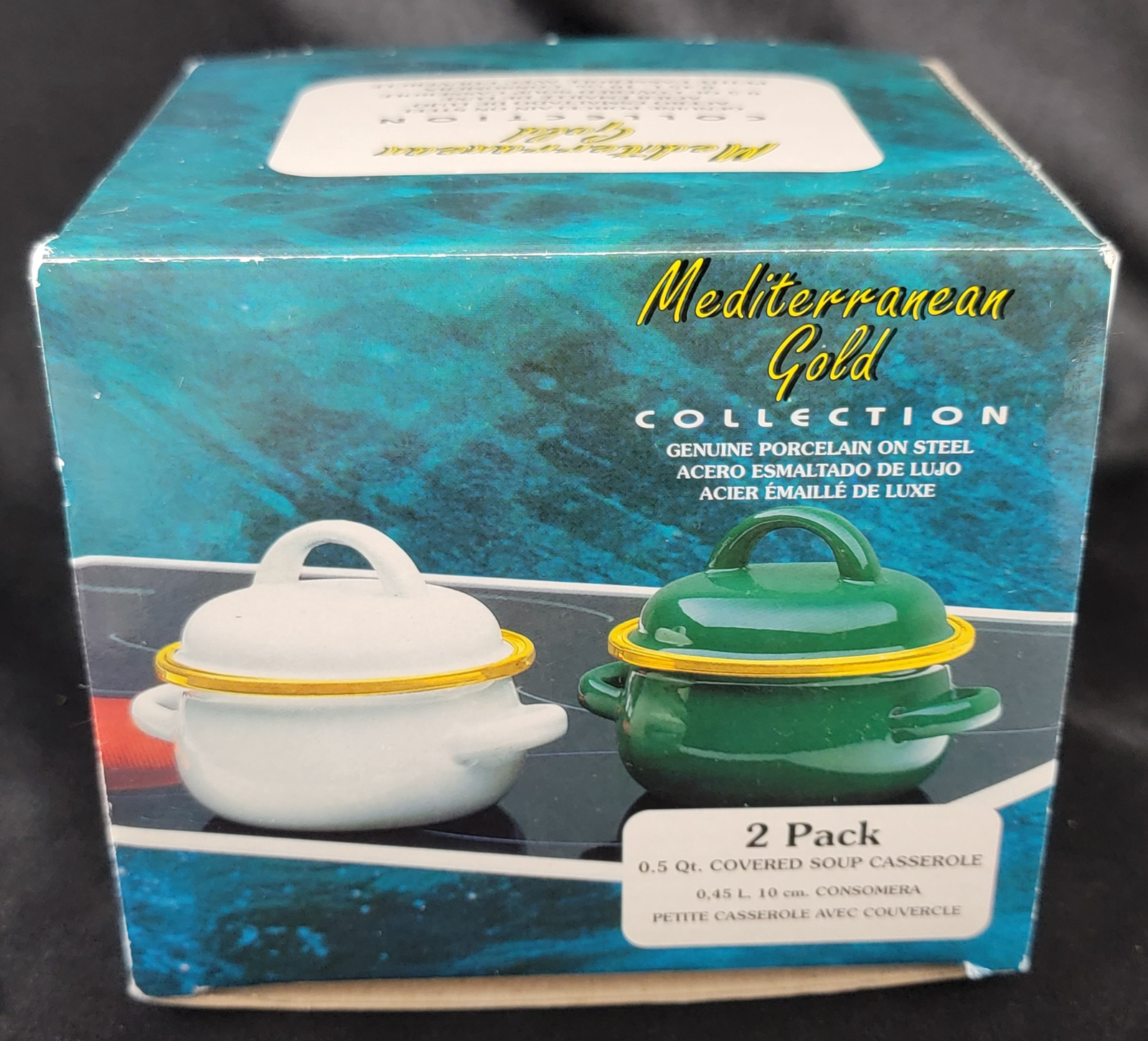 2 Pack Covered Soup Casserole Bowl Pot 0.5 Quart Mediterranean Gold Collection