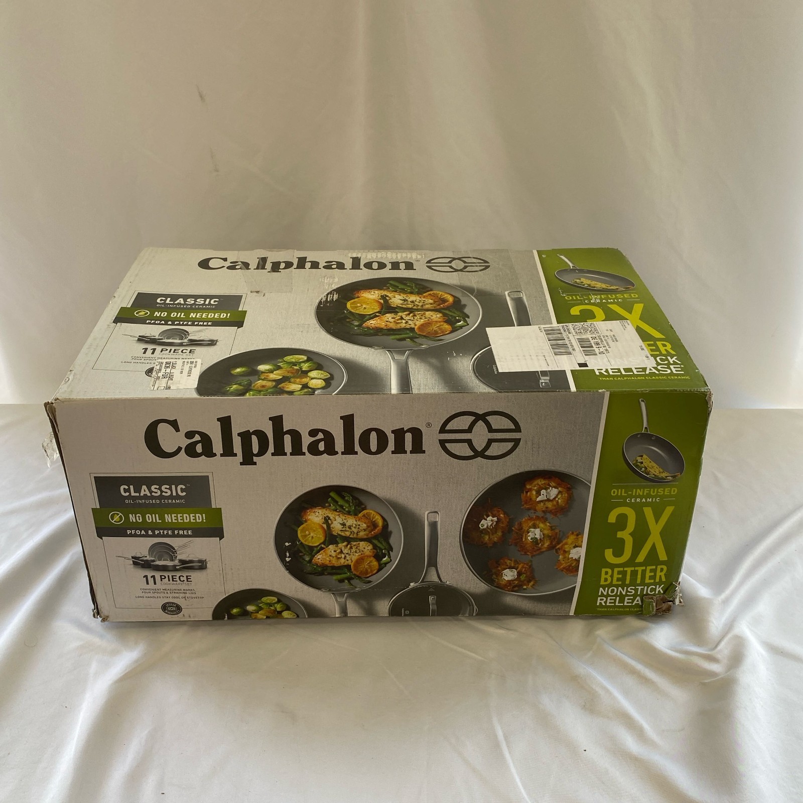 Calphalon Classic Oil-Infused Ceramic Cookware Set, 11-Pc, Dark Gray