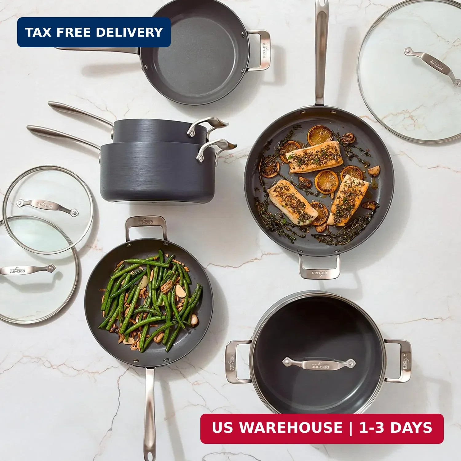 All-Clad HA1® Ceramic Nonstick, 10 Piece Cookware Set – Oven Safe up to 450° & C