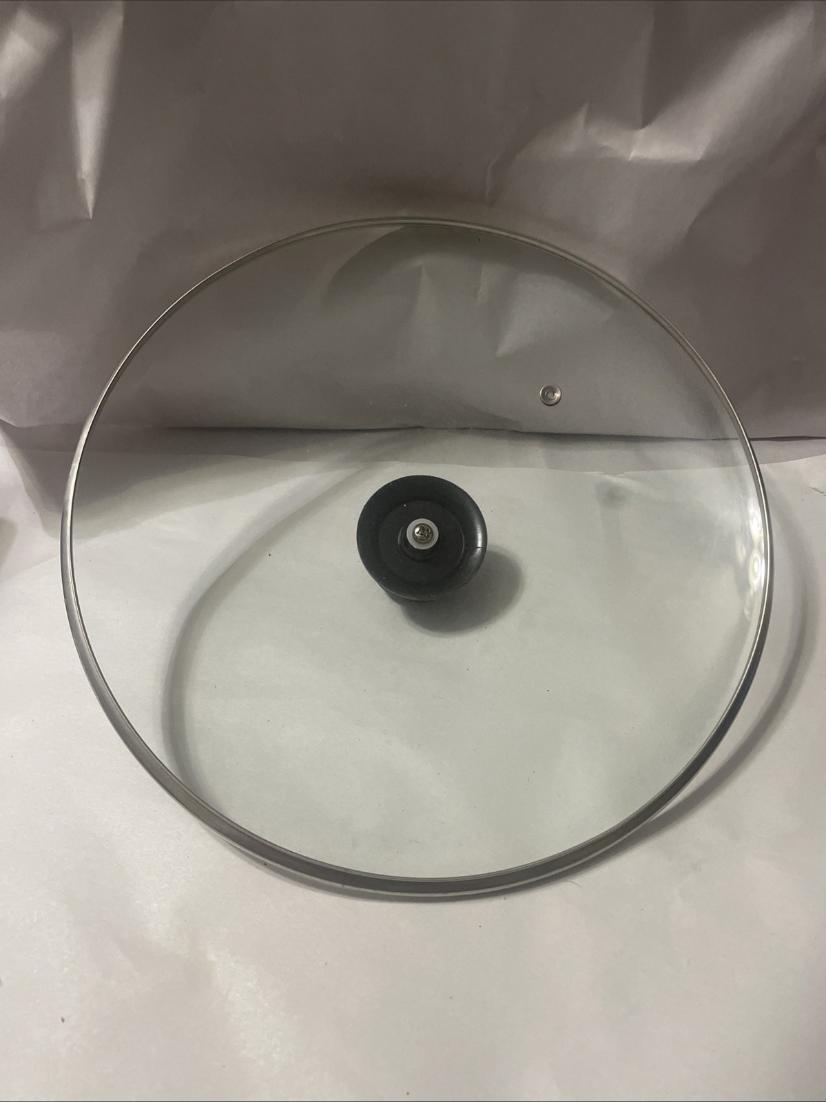 Large 11 inch Replacement Glass Lid W/ Stainless Steel Rim & Steam Hole Lid Only