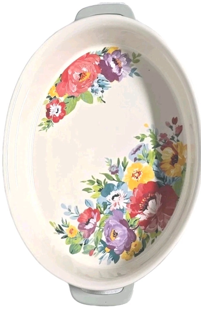 Pioneer Woman ~ SWEET ROMANCE BLOSSOMS ~ 8.75 x 13.25 ~ Oval ~ Stoneware Baker