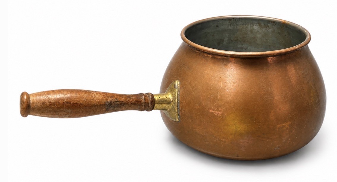 Vintage Tagus Portugal Copper Butter Warmer Sauce Pan Wood Handle Tin Lined