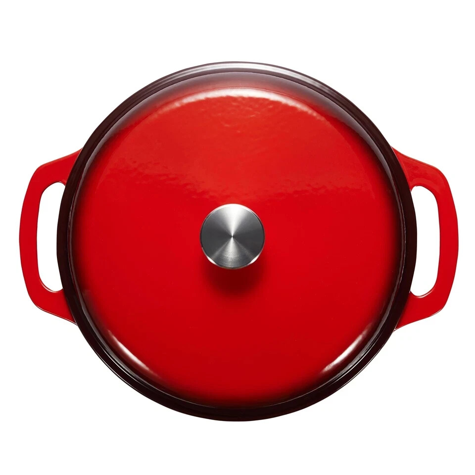 Amazon Basics Cast Iron Dutch Oven Pot with Lid, Enameled, Round, Dual Handles,