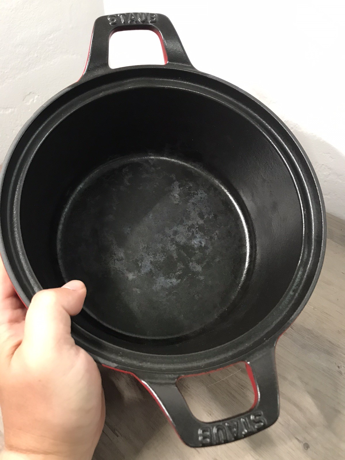 STAUB Cast Iron 2.5 qt Braiser with Glass Lid Dutch Oven Cherry Red 9”