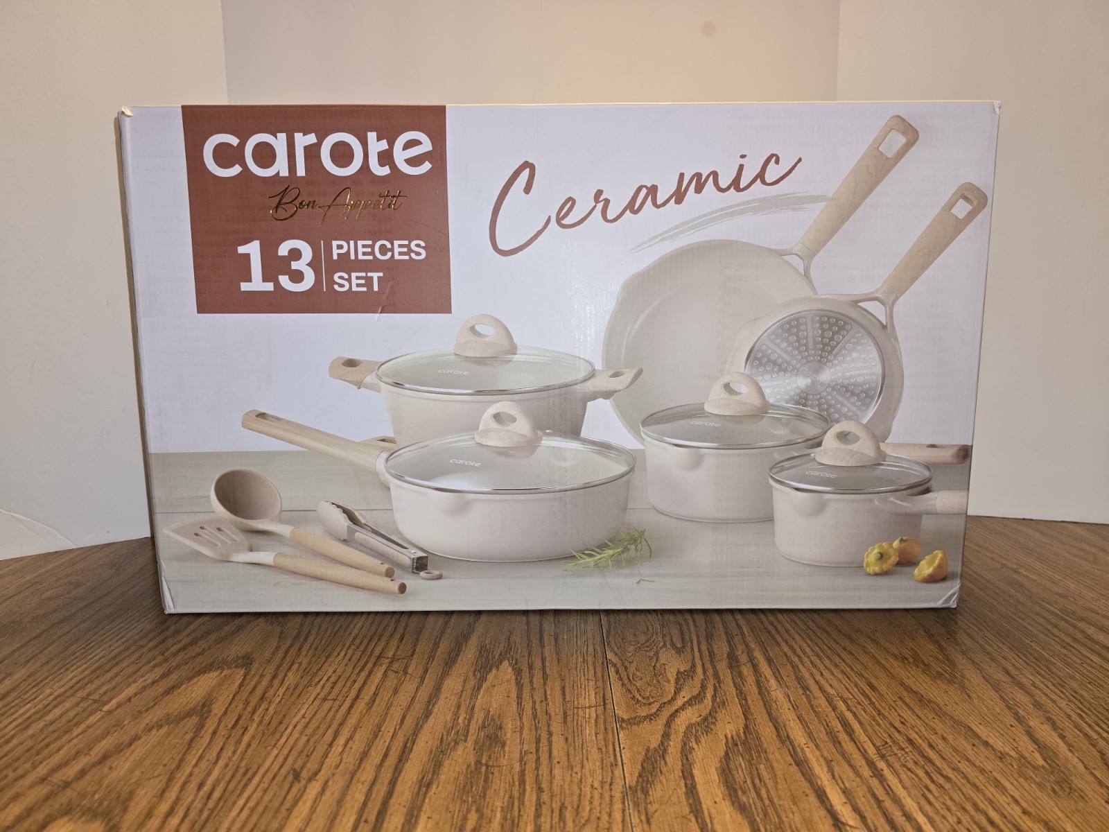 Carote 13Pcs Pots And Pans Set Non Stick Ceramic Cookware, Non-Toxic Kitchen Set