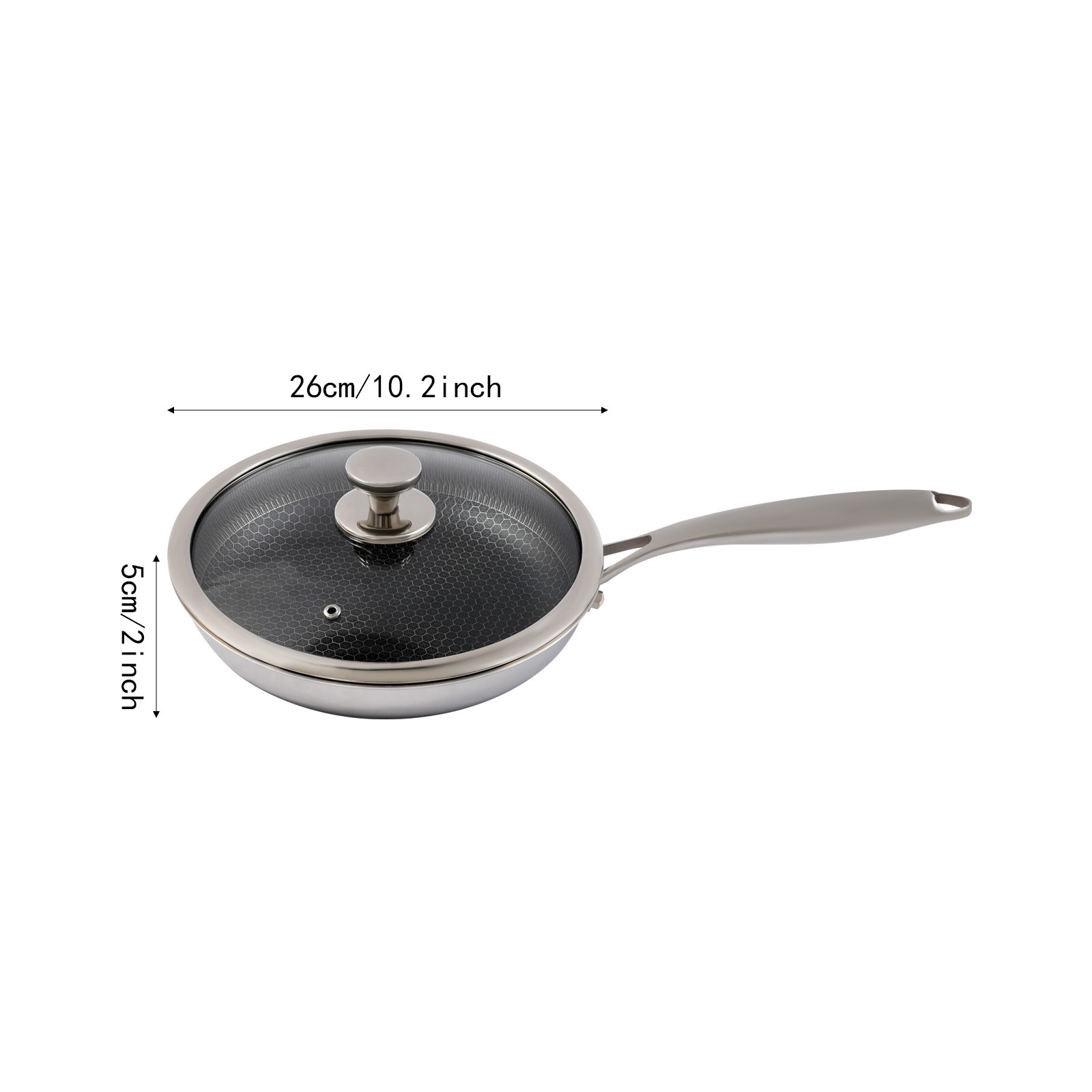 Stainless Steel Frying Pan, Frying Pan [316 Double-sided Full Screen+glass Cover