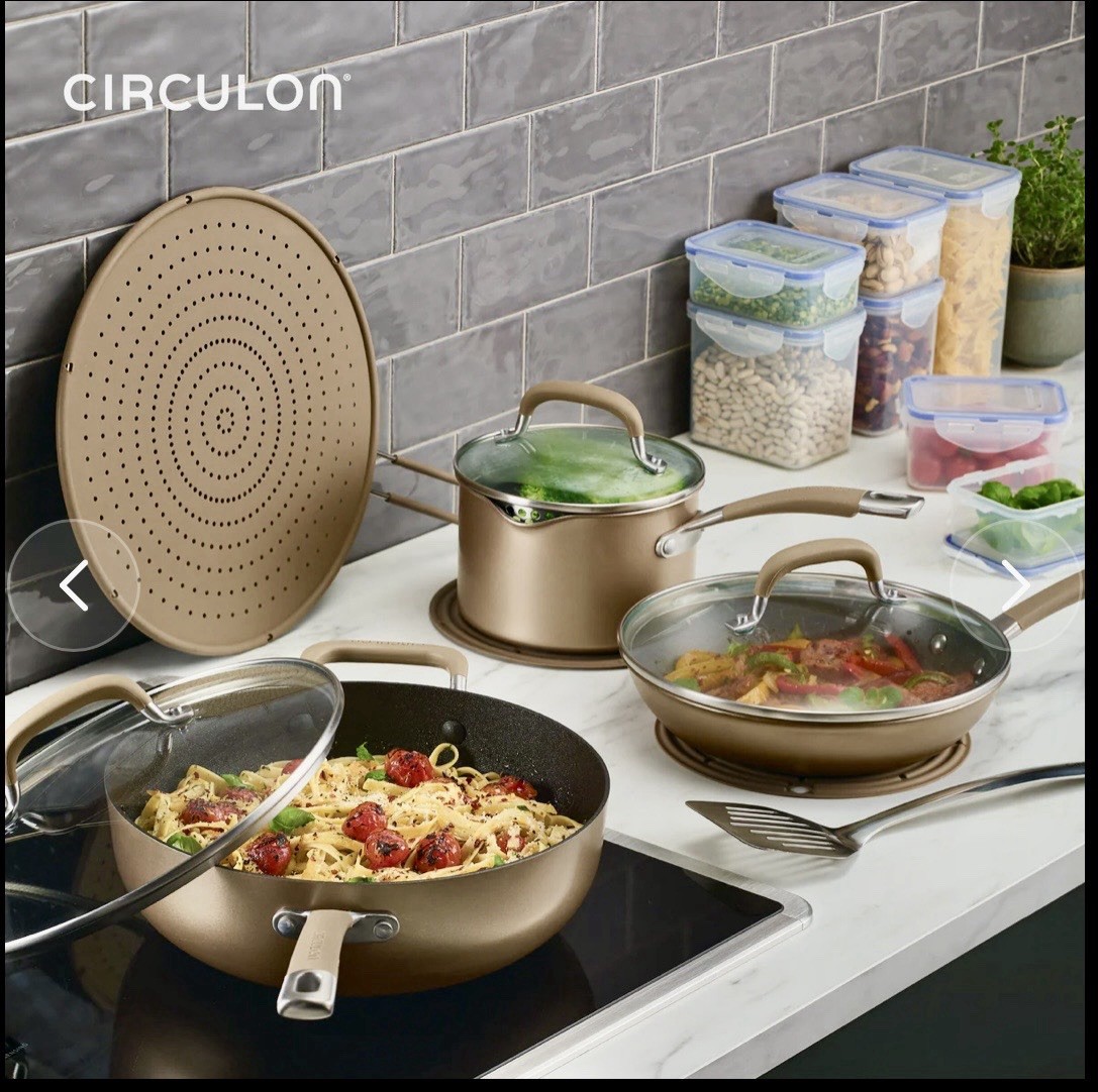 Circulon 13 Piece Non-Stick Cookware Set, A1 Series Scratch Defense BRONZE NEW