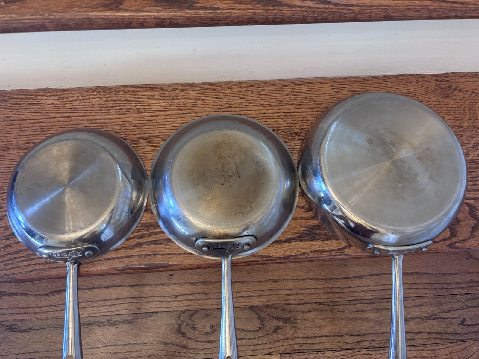 Lot 3 All Clad Stainless Steel 7”, 8” , & 9” Sauté Frying Pan Skillet